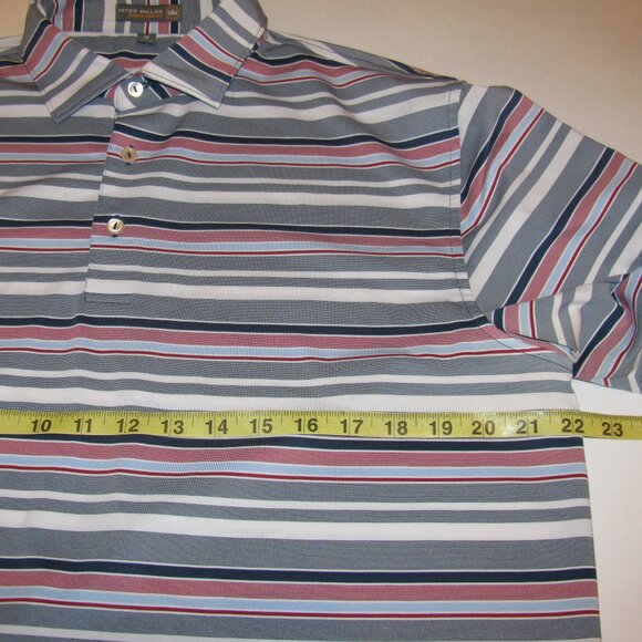 Peter Millar Summer Comfort Mens Medium Short Sleeve Golf Polo Striped - Picture 6 of 9